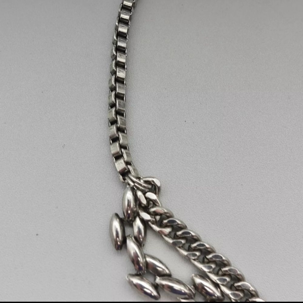 LOFT Necklace Statement Smokey Crystal Bib Pendant Gunmetal Chains 16 Inch - Picture 6 of 8
